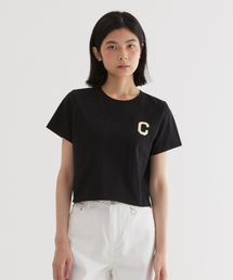 (W) CロゴクロップTシャツ ブラック