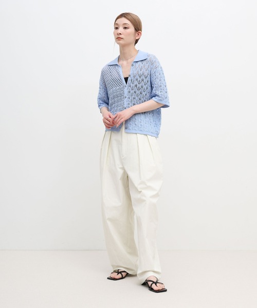 select MOCA(セレクトモカ)の「透かし編みアシンメトリーニット(ニット/セーター・レディース・ブルー/ホワイト/ブラック・FREE)」の5枚目の写真