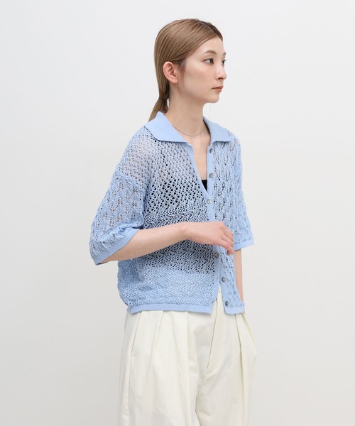 select MOCA(セレクトモカ)の「透かし編みアシンメトリーニット(ニット/セーター・レディース・ブルー/ホワイト/ブラック・FREE)」の16枚目の写真