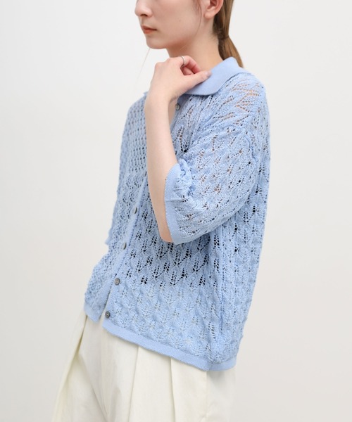 select MOCA(セレクトモカ)の「透かし編みアシンメトリーニット(ニット/セーター・レディース・ブルー/ホワイト/ブラック・FREE)」の19枚目の写真