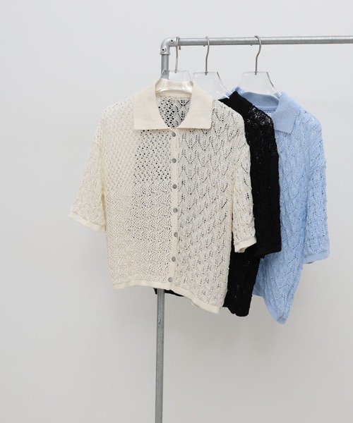 select MOCA(セレクトモカ)の「透かし編みアシンメトリーニット(ニット/セーター・レディース・ブルー/ホワイト/ブラック・FREE)」の15枚目の写真