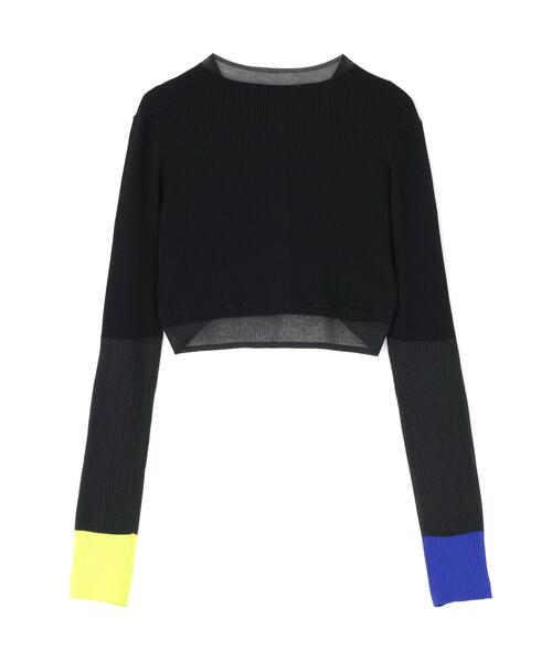 UN3D.(アンスリード)の「UN3D./アンスリード/SHEER DOCKING SHORT KT CD/シアードッキングショートニットカーディガン(カーディガン/ボレロ・レディース・ブラック/グレー・36)」の6枚目の写真