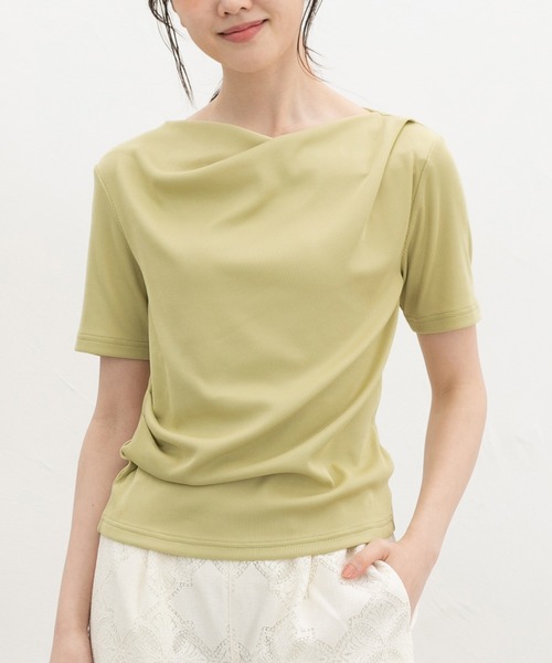 Honeys（ハニーズ）の「【ハニさら・接触冷感・ＵＶカット・遮熱】ドレープトップス（Tシャツ/カットソー・レディース・イエロー/モカ/アイボリー/ブラック・L/LL/M/S）」の4枚目の写真