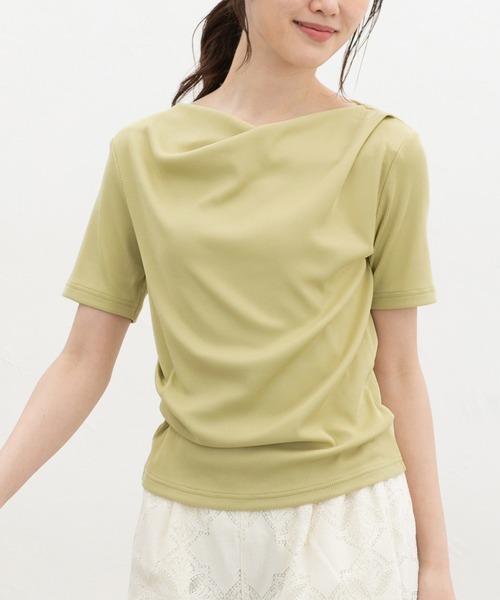 Honeys（ハニーズ）の「【ハニさら・接触冷感・ＵＶカット・遮熱】ドレープトップス（Tシャツ/カットソー・レディース・イエロー/モカ/アイボリー/ブラック・L/LL/M/S）」の10枚目の写真