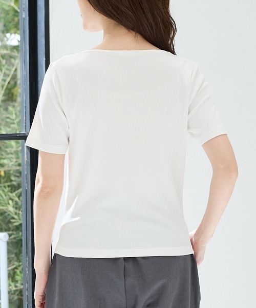 Honeys（ハニーズ）の「【ハニさら・接触冷感・ＵＶカット・遮熱】ドレープトップス（Tシャツ/カットソー・レディース・イエロー/モカ/アイボリー/ブラック・L/LL/M/S）」の22枚目の写真