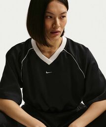 NIKE（ナイキ）の「ナイキ スポーツウェア ウィメンズ オーバーサイズド サテン トップス   Nike Sportswear Women's Oversized Satin Top IH1331-010 Black（Tシャツ/カットソー）」