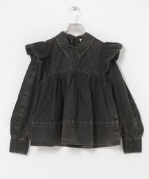 GANNI　GARMENT DYED FRILL BLOUSE