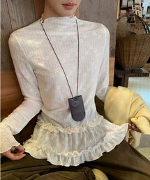 コンパクト裾フリルロングスリーブトップス (インナーとしても使える)
