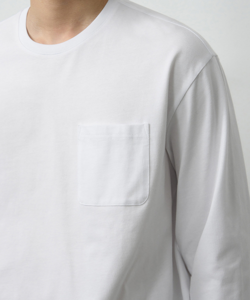 DRAW FIT（ドローフィット）の「ヘイルコットンポケットロングスリーブTシャツ[ホワイト]（Tシャツ/カットソー・メンズ・その他・M/L/XL）」の3枚目の写真