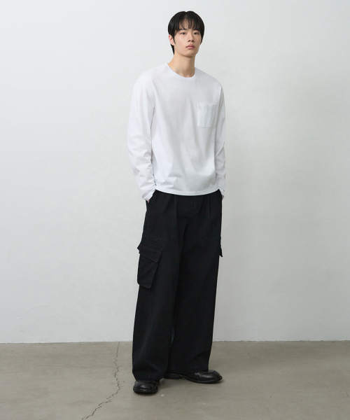 DRAW FIT（ドローフィット）の「ヘイルコットンポケットロングスリーブTシャツ[ホワイト]（Tシャツ/カットソー・メンズ・その他・M/L/XL）」の4枚目の写真