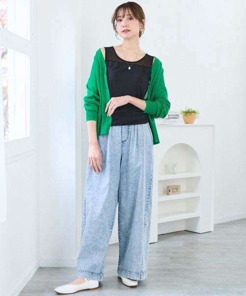 SMILE LAND(スマイルランド)の「<大きいサイズ>ゆるシルエットシアーカーディガン(カーディガン/ボレロ・レディース・グリーン/ブラック・5L~6L/3L~4L/L~LL)」の15枚目の写真