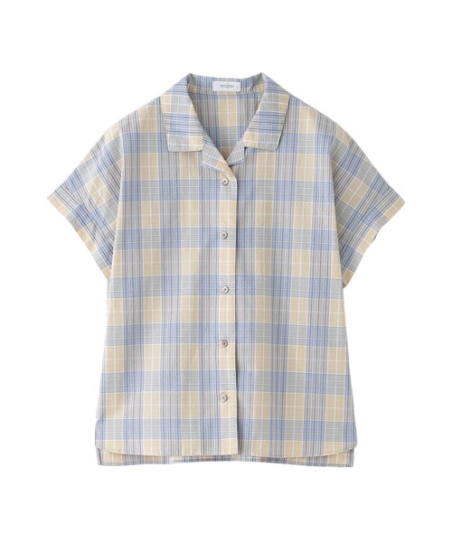 MACKINTOSH PHILOSOPHY(マッキントッシュ フィロソフィー)の「サッカーチェックオープンカラーシャツ(シャツ/ブラウス・レディース・ベージュ/ネイビー・38/36)」の1枚目の写真
