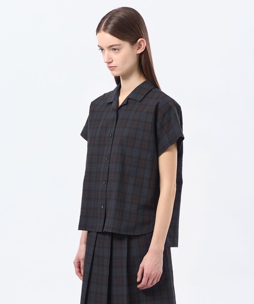 MACKINTOSH PHILOSOPHY(マッキントッシュ フィロソフィー)の「サッカーチェックオープンカラーシャツ(シャツ/ブラウス・レディース・ベージュ/ネイビー・38/36)」の5枚目の写真