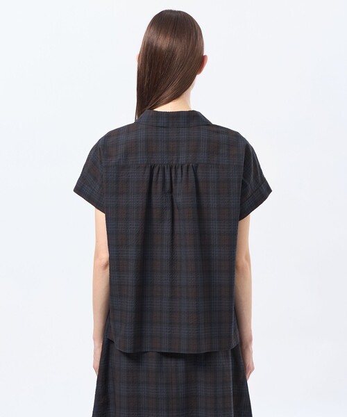 MACKINTOSH PHILOSOPHY(マッキントッシュ フィロソフィー)の「サッカーチェックオープンカラーシャツ(シャツ/ブラウス・レディース・ベージュ/ネイビー・38/36)」の6枚目の写真