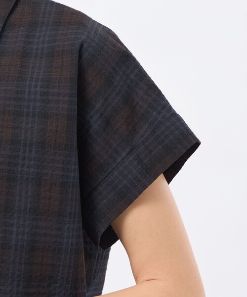 MACKINTOSH PHILOSOPHY(マッキントッシュ フィロソフィー)の「サッカーチェックオープンカラーシャツ(シャツ/ブラウス・レディース・ベージュ/ネイビー・38/36)」の7枚目の写真