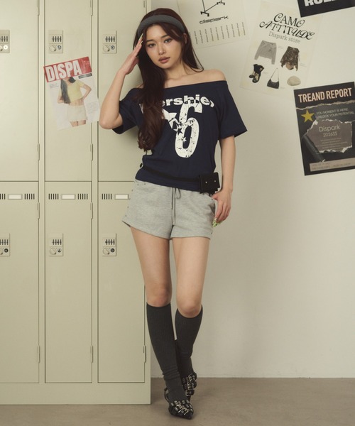 dispark(ディスパーク)の「DISPARK/【26年春夏新作】オフショルスターナンバリングT(Tシャツ/カットソー・レディース・ホワイト/ネイビー・FREE)」の5枚目の写真