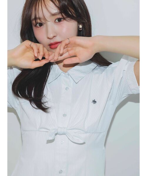 dazzlin（ダズリン）の「【POLO BCSコラボ】レイヤードリボンティアードシャツワンピース（ワンピース・レディース・オフホワイト/その他1/ネイビー・MEDIUM/SMALL）」の5枚目の写真