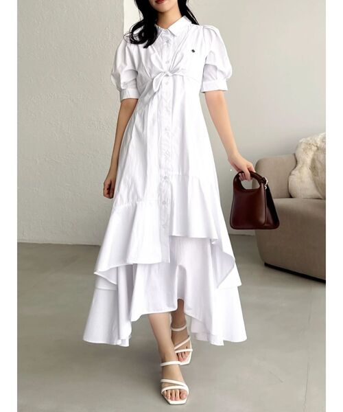 dazzlin（ダズリン）の「【POLO BCSコラボ】レイヤードリボンティアードシャツワンピース（ワンピース・レディース・オフホワイト/その他1/ネイビー・MEDIUM/SMALL）」の6枚目の写真