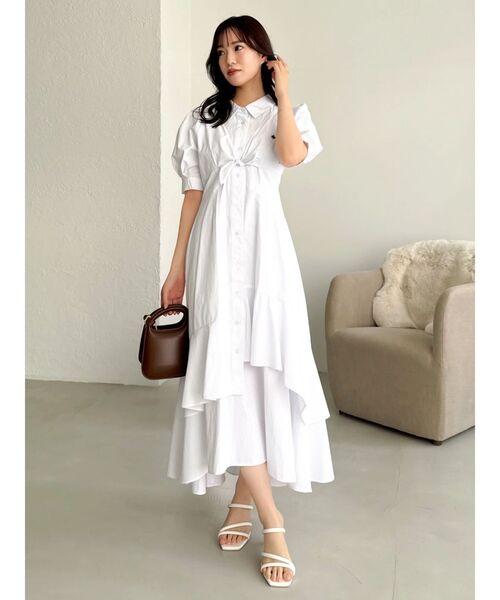 dazzlin（ダズリン）の「【POLO BCSコラボ】レイヤードリボンティアードシャツワンピース（ワンピース・レディース・オフホワイト/その他1/ネイビー・MEDIUM/SMALL）」の9枚目の写真