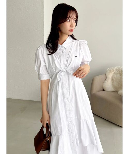 dazzlin（ダズリン）の「【POLO BCSコラボ】レイヤードリボンティアードシャツワンピース（ワンピース・レディース・オフホワイト/その他1/ネイビー・MEDIUM/SMALL）」の10枚目の写真