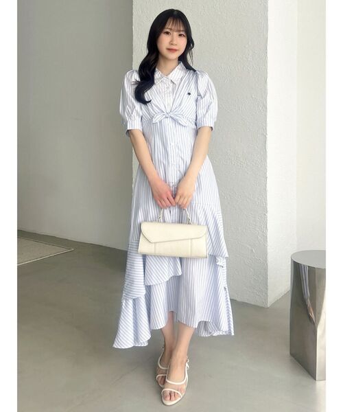 dazzlin（ダズリン）の「【POLO BCSコラボ】レイヤードリボンティアードシャツワンピース（ワンピース・レディース・オフホワイト/その他1/ネイビー・MEDIUM/SMALL）」の22枚目の写真