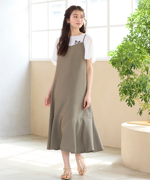 Rose Tiara（ローズティアラ）の「【接触冷感/綿100%】リボンワッペンフレア袖カットソー（Tシャツ/カットソー・レディース・ネイビー/ピンク/グリーン/オフホワイト・38/42/46）」の15枚目の写真