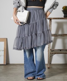 Chick | Elastic-Waist Gathered A-Line Lace Skirt / ウエストゴム付き ギャザーデザイン Aライン レーススカート 2026年 夏 夏服 秋服(スカート)