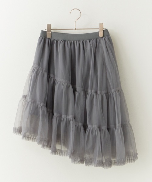 Chick（チック）の「Elastic-Waist Gathered A-Line Lace Skirt / ウエストゴム付き ギャザーデザイン Aライン レーススカート 2026年春夏（スカート・レディース・ホワイト/チャコールグレー・FREE）」の18枚目の写真
