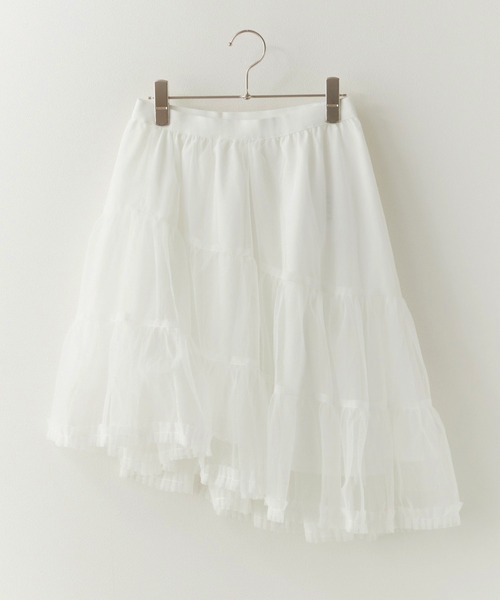 Chick（チック）の「Elastic-Waist Gathered A-Line Lace Skirt / ウエストゴム付き ギャザーデザイン Aライン レーススカート 2026年春夏（スカート・レディース・ホワイト/チャコールグレー・FREE）」の6枚目の写真