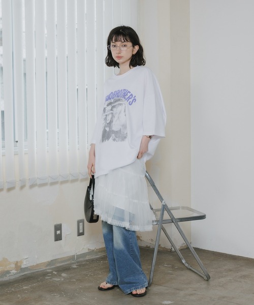 Chick（チック）の「Elastic-Waist Gathered A-Line Lace Skirt / ウエストゴム付き ギャザーデザイン Aライン レーススカート 2026年春夏（スカート・レディース・ホワイト/チャコールグレー・FREE）」の13枚目の写真