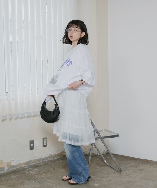 Chick（チック）の「Elastic-Waist Gathered A-Line Lace Skirt / ウエストゴム付き ギャザーデザイン Aライン レーススカート 2026年春夏（スカート・レディース・ホワイト/チャコールグレー・FREE）」の16枚目の写真