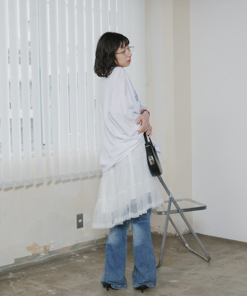 Chick（チック）の「Elastic-Waist Gathered A-Line Lace Skirt / ウエストゴム付き ギャザーデザイン Aライン レーススカート 2026年春夏（スカート・レディース・ホワイト/チャコールグレー・FREE）」の17枚目の写真