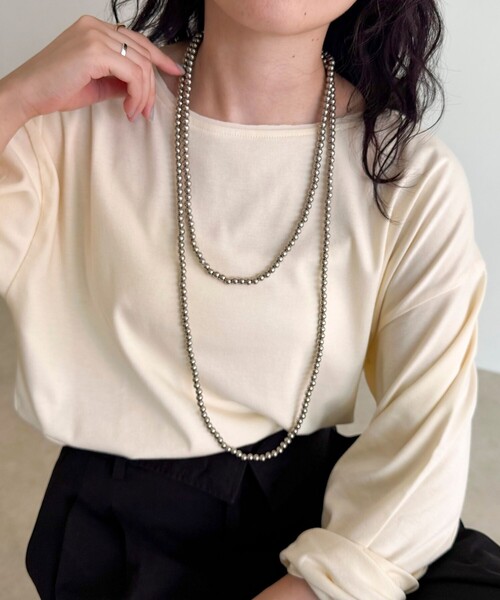 fredy emue（フレディエミュ）の「【人気の為、再販売！】パール/メタルマルチロングネックレス（ネックレス・レディース・オフホワイト/シルバー・FREE）」の5枚目の写真