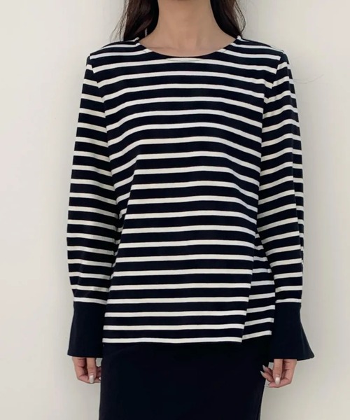 BIRTHDAY BASH(バースデイバッシュ)の「CUFFS BORDER TOPS(Tシャツ/カットソー・レディース・ブラック/レッド・FREE)」の9枚目の写真