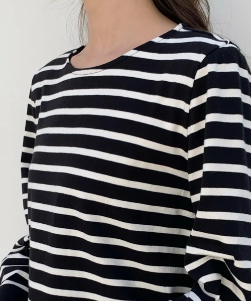 BIRTHDAY BASH(バースデイバッシュ)の「CUFFS BORDER TOPS(Tシャツ/カットソー・レディース・ブラック/レッド・FREE)」の11枚目の写真