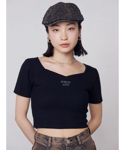 EMODA（エモダ）の「ビジューロゴニット（ニット/セーター・レディース・グレー/ホワイト/ピンク/ブラック・FREE）」の6枚目の写真