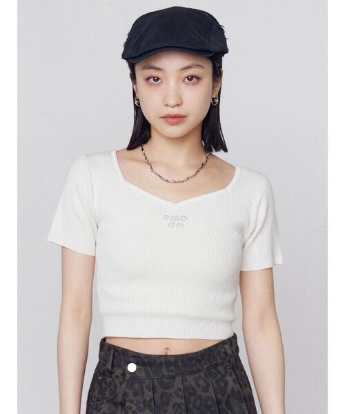 EMODA（エモダ）の「ビジューロゴニット（ニット/セーター・レディース・グレー/ホワイト/ピンク/ブラック・FREE）」の10枚目の写真