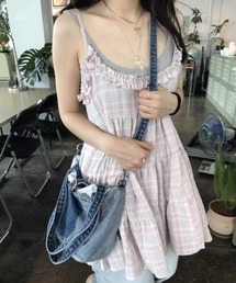 GEMEDA（ジェメダ）の「チェック柄 ティアードキャミミニワンピース（ワンピース）」