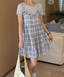 GEMEDA（ジェメダ）の「チェック柄 ティアードキャミミニワンピース（ワンピース）」