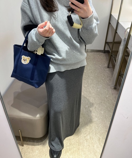 Reurie'（レウリィ）の「ドットパターンイージースカート(ayaka select) / ロング丈 ストレッチ素材 シンプル フェミニン 大人カジュアル 韓国（スカート・レディース・グレー/ブラック・FREE）」の8枚目の写真