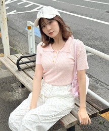 フリルリブニットポロ