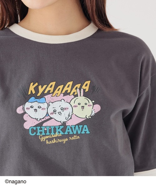 Honeys(ハニーズ)の「ちいかわ/Tシャツ(Tシャツ/カットソー・キッズ・スミクロ/ピンク/アイボリー/サックスブルー・150cm/L/M/S)」の2枚目の写真
