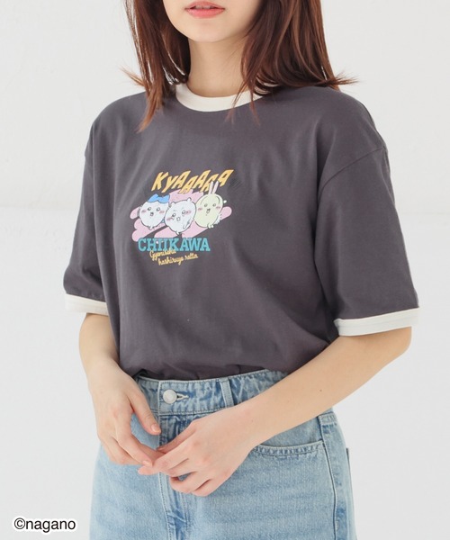 Honeys(ハニーズ)の「ちいかわ/Tシャツ(Tシャツ/カットソー・キッズ・スミクロ/ピンク/アイボリー/サックスブルー・150cm/L/M/S)」の6枚目の写真
