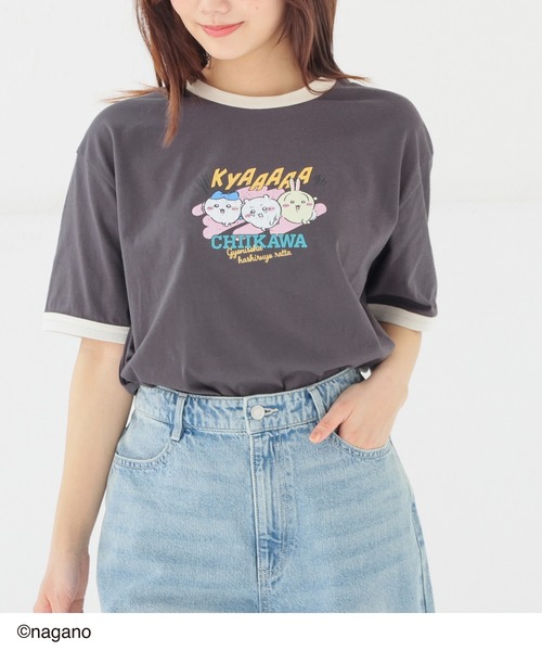 Honeys(ハニーズ)の「ちいかわ/Tシャツ(Tシャツ/カットソー・キッズ・スミクロ/ピンク/アイボリー/サックスブルー・150cm/L/M/S)」の7枚目の写真