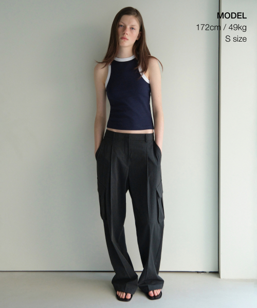MUSINSA STANDARD WOMAN（ムシンサスタンダードウーマン）の「ウィメンズリングレイサーバックタンクトップ [ネイビー/ホワイト]（Tシャツ/カットソー・レディース・その他・SMALL/MEDIUM/LARGE/X-SMALL）」の2枚目の写真