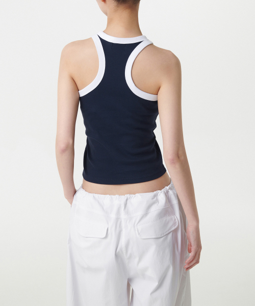 MUSINSA STANDARD WOMAN（ムシンサスタンダードウーマン）の「ウィメンズリングレイサーバックタンクトップ [ネイビー/ホワイト]（Tシャツ/カットソー・レディース・その他・SMALL/MEDIUM/LARGE/X-SMALL）」の5枚目の写真