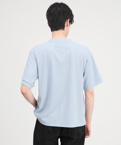 CIYOT（シヨウト）の「【CIYOT】テレコリブ ヘンリーネック 半袖 Tシャツ（Tシャツ/カットソー・メンズ・ダークグレー/ダークブラウン/ライトブルー/ブラック/ダークネイビー/オフホワイト・S/L/M）」の8枚目の写真