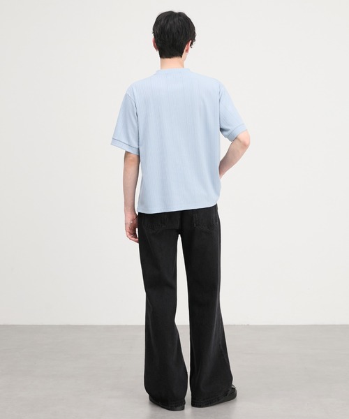 CIYOT（シヨウト）の「【CIYOT】テレコリブ ヘンリーネック 半袖 Tシャツ（Tシャツ/カットソー・メンズ・ダークグレー/ダークブラウン/ライトブルー/ブラック/ダークネイビー/オフホワイト・S/L/M）」の15枚目の写真