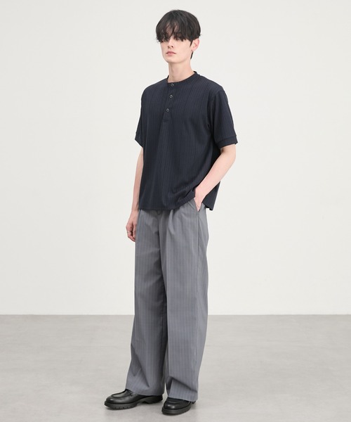 CIYOT（シヨウト）の「【CIYOT】テレコリブ ヘンリーネック 半袖 Tシャツ（Tシャツ/カットソー・メンズ・ダークグレー/ダークブラウン/ライトブルー/ブラック/ダークネイビー/オフホワイト・S/L/M）」の18枚目の写真