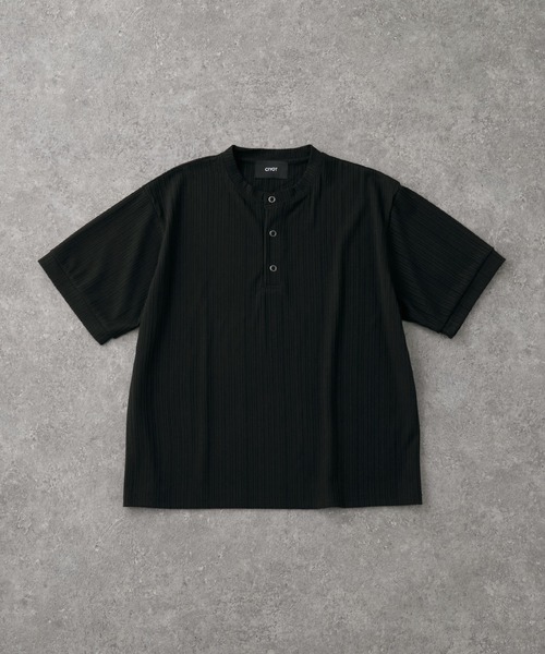 CIYOT(シヨウト)の「【CIYOT】テレコリブ ヘンリーネック 半袖 Tシャツ(Tシャツ/カットソー・メンズ・ダークグレー/ダークブラウン/ライトブルー/ブラック/ダークネイビー/オフホワイト・S/L/M)」の17枚目の写真